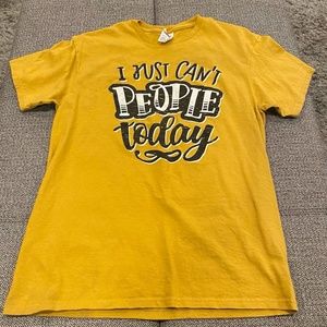 Mustard Cotton Tee 'I Can't People Today'